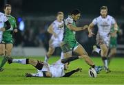 26 December 2015; Bundee Aki, Connacht, is tackled by Louis Ludik, Ulster. Guinness PRO12 Round 10, Connacht v Ulster, Sportsground, Galway. Picture credit: David Maher / SPORTSFILE
