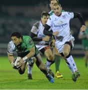 26 December 2015; Bundee Aki, Connacht, in against against Ruan Pienaar, Ulster. Guinness PRO12 Round 10, Connacht v Ulster, Sportsground, Galway. Picture credit: David Maher / SPORTSFILE