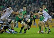 26 December 2015; John Muldoon, Connacht, is tackled by Nick Williams and Stuart McCloskey, Ulster. Guinness PRO12 Round 10, Connacht v Ulster, Sportsground, Galway. Picture credit: David Maher / SPORTSFILE