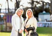 27 December 2015; Racegoers Aisling Doyle, left, and Sabrina Morgan, from Rathfarnham, Dublin, at the races. Leopardstown Christmas Racing Festival, Leopardstown Racecourse, Dublin. Picture credit: Ramsey Cardy / SPORTSFILE