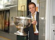 21 September 2009; Kerry captain Darran O'Sullivan holding the Sam Maguire Cup in Heuston train station prior to the victorious Kerry team's departure to Tralee for their homecoming. Heuston Station, Dublin. Picture credit; Pat Murphy / SPORTSFILE