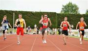 28 June 2009; Jason Smyth, Navan AC, 354, wins the U.23 mens 100m final and set a national record of 10.42s at the AAI Woodies DIY Junior & U23 Track & Field Championships, Tullamore, Co. Offaly. Picture credit: Pat Murphy / SPORTSFILE