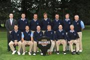 18 September 2009; Laytown & Bettystown Golf Club, who were defeated by Galway Golf Club in the Bulmers Senior Cup Semi-Final, back row from left to right, Declan Fuller, Bulmers, Joe Moore, John McGinn, Stephen Barry, Padraig Rafferty, Donal O’Brien, Paul Browne. Front row from left to right, Russell Durnin, Robbie Cannon, Michael O’Connor, Team Manager, Owen Kenny, Club Captain, Frank Flynn, Team Manager, Gerry Wickham. Bulmers Cups and Shields Finals 2009, Tullamore Golf Club, Brookfield, Tullamore, Co. Offaly. Picture credit: Ray McManus / SPORTSFILE
