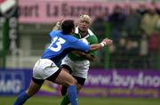 3 February 2001; Mike Mullins of Ireland is tackled by Luca Martin of Italy during the Lloyds TSB Six Nations Rugby Championship match between Italy and Ireland and France at Stadio Flaminio in Rome, Italy. Photo by Brendan Moran/Sportsfile