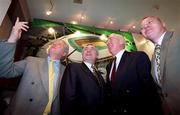 26 January 2000; An Taoiseach Bertie Ahern T.D., with, from left, former Ireland rugby international Fergus Slattery, 1956 Olympic Gold Medallist Ronnie Delany and Kerry football manager Páidí O Sé at the announcement at Govenment Buildings in Dublin that the government is to proceed immediately with plans to build a 'Campus of Sporting Excellence' to be called Sports Campus Ireland which will have as its centrepiece an 80,000 all seated National Stadium capable of accomodating all field sports. Photo by Ray Lohan/Sportsfile