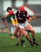 4 February 2001; Declan O'Brien of Galway in action against Johnny Pilkington of Offaly during the Allianz National Hurling League Division 1A match between Offaly and Galway at St Brendan's Park in Birr, Offaly. Photo by Damien Eagers/Sportsfile