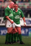 3 February 2001; Keith Wood, left, and Peter Clohessy of Ireland during the Lloyds TSB Six Nations Rugby Championship match between Italy and Ireland and France at Stadio Flaminio in Rome, Italy. Photo by Brendan Moran/Sportsfile