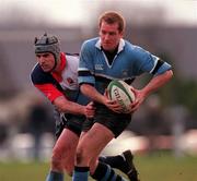 27 January 2001; Pat Duignan of Galwegians is tackled by Niall Malone of Belfast Harlequins during the AIB All-Ireland League Division 1 match between Galwegians RFC and Belfast Harlequins RFC at Crowley Park in Galway. Photo by Matt Browne/Sportsfile