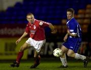 6 February 2001; Richie Foran of Shelbourne in action against Eamon Doherty of Derry City during the Harp Lager FAI Cup Third Round replay match between Shelbourne and Derry City at Tolka Park in Dublin. Photo by David Maher/Sportsfile