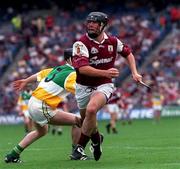 13 August 2000; David Greene of Galway in action against Offaly during the All-Ireland Minor Hurling Championship Semi-Final match between Galway and Offaly at Croke Park in Dublin. Photo by John Mahon/Sportsfile