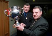 8 February 2001; Uachtarán Chumann Lúthchleas Gael Sean McCague, left, and Managing Director of Bus Éireann Bill Lilly at the launch of the 2001 Bus Éireann Fitzgibbon Cup at Croke Park in Dublin. Photo by Ray McManus/Sportsfile