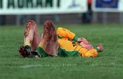 11 February 2001; Andrew Gallagher of Donegal lies injured during the Allianz National Football League Division 1B match between Tyrone and Donegal at Healy Park in Omagh, Tyrone. Photo by Damien Eagers/Sportsfile