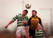 11 February 2001; Brian Byrne of Shamrock Rovers in action against Stephen Murphy of Kilkenny City during the Eircom League Premier Division match between Kilkenny City and Shamrock Rovers at Scanlan Park in Kilkenny. Photo by David Maher/Sportsfile