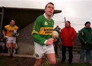 11 February 2001; Kerry captain Seamus Moynihan leads his side onto the pitch prior to the Allianz National Football League Division 1A match between Offaly and Kerry at O'Connor Park in Tullamore, Offaly. Photo by Brendan Moran/Sportsfile