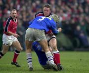 20 January 2001; Mick Galwey of Munster is tackled by Jeremy Davidson of Castres during the Heineken Cup Pool 4 Round 6 match between Munster and Castres at Musgrave Park in Cork Photo by Brendan Moran/Sportsfile