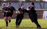 13 February 2001; Keith Wood and Brian O'Meara, right, during Ireland rugby squad training at Dr. Hickey Park in Greystones, Wicklow. Photo by Matt Browne/Sportsfile