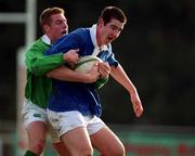 16 February 2001; Sebastien Pettigiani of France is tackled by Gavin Hickie of Ireland during the U21 Rugby International match between Ireland and France at Templeville Road in Dublin. Photo by Brendan Moran/Sportsfile