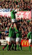 17 February 2001; Mick Galwey of Ireland wins a lineout during the Lloyds TSB Six Nations Rugby Championship match between Ireland and France at Lansdowne Road in Dublin. Photo by Matt Browne/Sportsfile