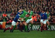 17 February 2001; Mick Galwey of Ireland is tackled by Pieter de Villiers of France during the Lloyds TSB Six Nations Rugby Championship match between Ireland and France at Lansdowne Road in Dublin. Photo by Matt Browne/Sportsfile