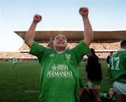 17 February 2001; Ireland captain Keith Wood celebrates victory at the final whistle of the Lloyds TSB Six Nations Rugby Championship match between Ireland and France at Lansdowne Road in Dublin. Photo by Brendan Moran/Sportsfile