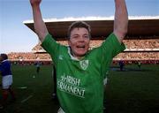 17 February 2001; Brian O'Driscoll of Ireland celebrates after the Lloyds TSB Six Nations Rugby Championship match between Ireland and France at Lansdowne Road in Dublin. Photo by Brendan Moran/Sportsfile