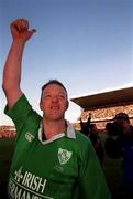17 February 2001; Mick Galwey of Ireland celebrates victory over France after the Lloyds TSB Six Nations Rugby Championship match between Ireland and France at Lansdowne Road in Dublin. Photo by Brendan Moran/Sportsfile