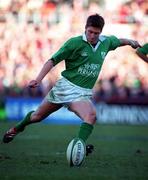 17 February 2001; Ronan O'Gara of Ireland during the Lloyds TSB Six Nations Rugby Championship match between Ireland and France at Lansdowne Road in Dublin. Photo by Brendan Moran/Sportsfile