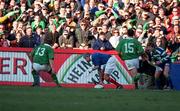 17 February 2001; Philippe Bernat-Salles of France scores his side's second try during the Lloyds TSB Six Nations Rugby Championship match between Ireland and France at Lansdowne Road in Dublin. Photo by Brendan Moran/Sportsfile