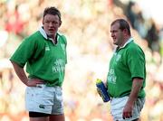 17 February 2001; Mick Galwey, left, and Peter Clohessy of Ireland during the Lloyds TSB Six Nations Rugby Championship match between Ireland and France at Lansdowne Road in Dublin. Photo by Brendan Moran/Sportsfile