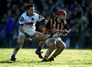 18 February 2001; Aidan Cummins of Kilkenny is tackled by John Coffey of Waterford during the Allianz National Hurling League Division 1B match between Waterford and Kilkenny at Walsh Park in Waterford. Photo by Aoife Rice/Sportsfile