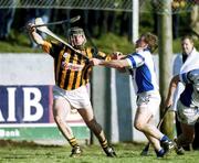 18 February 2001; Philip Larkin of Kilkenny is tackled by Paul Pendergast of Waterford during the Allianz National Hurling League Division 1B match between Waterford and Kilkenny at Walsh Park in Waterford. Photo by Aoife Rice/Sportsfile