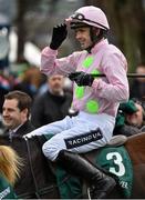 27 December 2015; Ruby Walsh celebrates in the parade ring on Long Dog after winning the Paddy Power Future Champions Novice Hurdle. Leopardstown Christmas Racing Festival, Leopardstown Racecourse, Dublin. Picture credit: Cody Glenn / SPORTSFILE