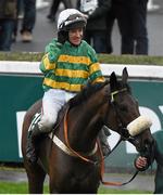 27 December 2015; Minella Foru, with Barry Geraghty up, saluting as they enter the parade ring, after winning the Paddy Power Steeplechase. Leopardstown Christmas Racing Festival, Leopardstown Racecourse, Dublin. Photo by Sportsfile