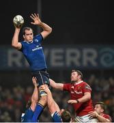 27 December 2015; Devin Toner, Leinster, wins possession in a lineout ahead of Donnacha Ryan, Munster. Guinness PRO12, Round 10, Munster v Leinster. Thomond Park, Limerick. Picture credit: Diarmuid Greene / SPORTSFILE
