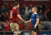 27 December 2015; Donnacha Ryan, Munster, and Ian Madigan, Leinster, exchange a handshake after the game. Guinness PRO12, Round 10, Munster v Leinster. Thomond Park, Limerick. Picture credit: Diarmuid Greene / SPORTSFILE