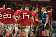 27 December 2015; Ian Madigan, Leinster, exchanges handshakes with Munster players, including Andrew Conway, after the game. Guinness PRO12, Round 10, Munster v Leinster. Thomond Park, Limerick. Picture credit: Diarmuid Greene / SPORTSFILE