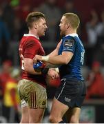 27 December 2015; Rory Scannell, Munster, and Ian Madigan, Leinster, exchange a handshake after the game. Guinness PRO12, Round 10, Munster v Leinster. Thomond Park, Limerick. Picture credit: Diarmuid Greene / SPORTSFILE