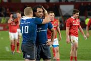 27 December 2015; Leinster's Ian Madigan and Isa Nacewa celebrate after victory over Munster. Guinness PRO12, Round 10, Munster v Leinster. Thomond Park, Limerick. Picture credit: Diarmuid Greene / SPORTSFILE