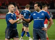 27 December 2015; Leinster's Ian Madigan and Isa Nacewa celebrate after victory over Munster. Guinness PRO12, Round 10, Munster v Leinster. Thomond Park, Limerick. Picture credit: Diarmuid Greene / SPORTSFILE