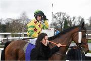 28 December 2015; Jockey Chris Timmons, celebrates winning the second race onboard, Forever Gold, in the parade ring after the race. Leopardstown Christmas Racing Festival, Leopardstown Racecourse, Dublin. Photo by Sportsfile