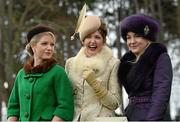 28 December 2015; Carol Kennelly, centre, from Tralee, Co. Kerry, was named Monart Most Stylish Lady alongside fellow top three finalists, Catherine Lundon, from Mullingar, Co. Westmeath, left, second place, and Louise Allen, Slane, Co. Meath, third place. Leopardstown Christmas Racing Festival, Leopardstown Racecourse, Dublin. Picture credit: Cody Glenn / SPORTSFILE