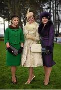 28 December 2015; Carol Kennelly, centre, from Tralee, Co. Kerry, was named Monart Most Stylish Lady alongside fellow top three finalists, Catherine Lundon, from Mullingar, Co. Westmeath, left, second place, and Louise Allen, Slane, Co. Meath, third place. Leopardstown Christmas Racing Festival, Leopardstown Racecourse, Dublin. Photo by Sportsfile