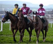 27 December 2015; Bryan Cooper, left, on Don Poli alongside First Lieutenant, with Davy Russell up, and Foxrock, with A.P. Heskin up, after Don Poli won the Paddy Power Steeplechase. Leopardstown Christmas Racing Festival, Leopardstown Racecourse, Dublin. Picture credit: Cody Glenn / SPORTSFILE