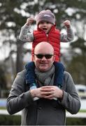 29 December 2015; Racegoers Joe Clinton with son Brody, age 2, from Skerries, Co. Dublin, at the races. Leopardstown Christmas Racing Festival, Leopardstown Racecourse, Dublin. Picture credit: Cody Glenn / SPORTSFILE