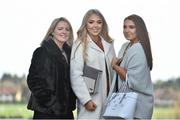 29 December 2015; Racegoers Karen Welby and sister Ann-Marie, Ratoath in Co. Meath with Edel Dunne, Skryne, Co. Meath, at the races. Leopardstown Christmas Racing Festival, Leopardstown Racecourse, Dublin.
