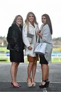 29 December 2015; Racegoers Karen Welby and sister Ann-Marie, Ratoath in Co. Meath with Edel Dunne, Skryne, Co. Meath, at the races. Leopardstown Christmas Racing Festival, Leopardstown Racecourse, Dublin.