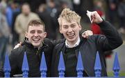 29 December 2015; Racegoers Fergal O'SullEvan, left, and Stephen Beale, from Leopardstown, Co. Dublin after backing the winning horse Keppols Queen in The Willis European Breeders Fund Mares Hurdle. Leopardstown Christmas Racing Festival, Leopardstown Racecourse, Dublin. Picture credit: Cody Glenn / SPORTSFILE