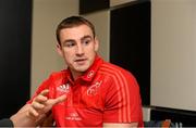 29 December 2015; Munster's Tommy O'Donnell speaking during a press conference. Munster Rugby Press Conference, University of Limerick, Limerick. Picture credit: Diarmuid Greene / SPORTSFILE