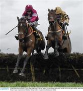 29 December 2015; Nichols Canyon, right, with Ruby Walsh up, on their way to winning the Ryanair Hurdle with second place Identity Thief with Bryan Cooper. Leopardstown Christmas Racing Festival, Leopardstown Racecourse, Dublin.