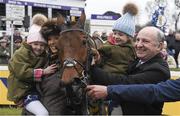 29 December 2015; Owners Andrea and Graham Wylie, with their daughters , Zhara, left, and Kiera celebrate with Nichols Canyon after winning the Ryanair Hurdle. Leopardstown Christmas Racing Festival, Leopardstown Racecourse, Dublin. Picture credit: Brendan Moran /  SPORTSFILE